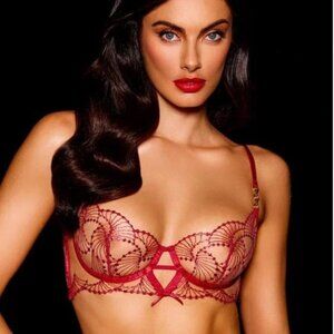 Honey Birdette Sarah Bra 36DDD(F) Red/Crimson New with Tages